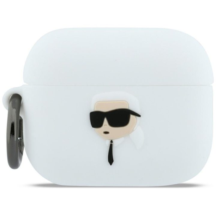 AirPods Pro 3 dėklas Karl Lagerfeld Silicone Karl Head 3D baltas