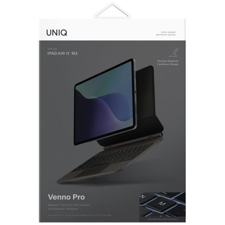 iPad Air 10.9" / iPad Pro 11" dėklas su klaviatūra Uniq Venno Pro juodas