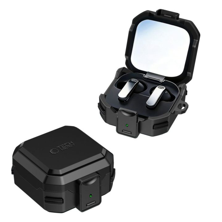 Samsung Galaxy Buds 4 / Buds 4 Pro dėklas Tech‑Protect Carbonox MagSafe juodas