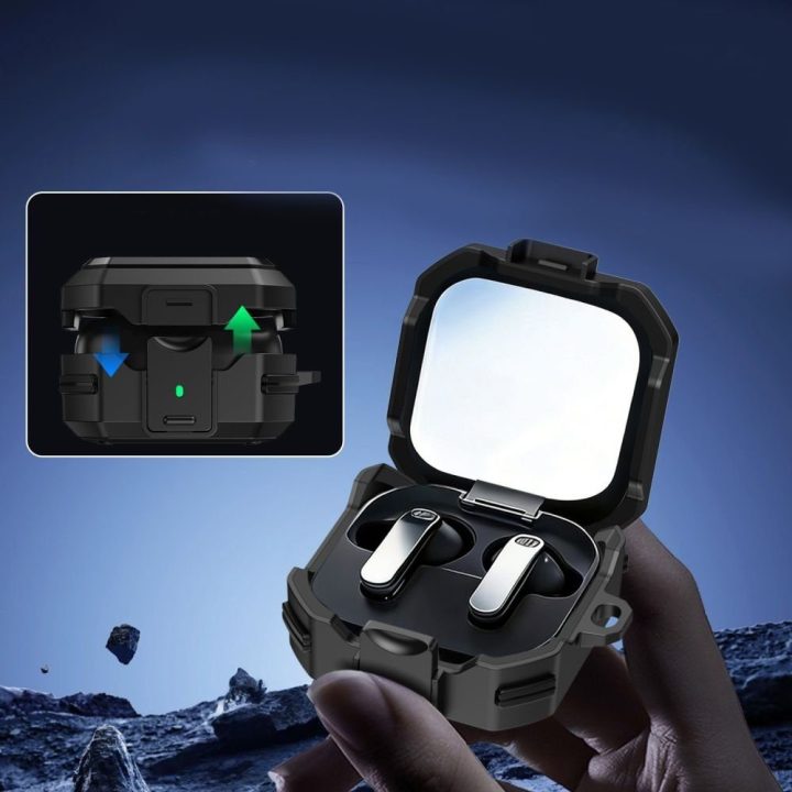 Samsung Galaxy Buds 4 / Buds 4 Pro dėklas Tech‑Protect Carbonox MagSafe juodas