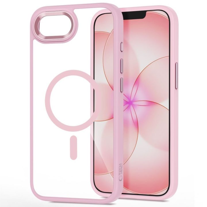 iPhone 16E / 17E dėklas Tech‑Protect Magmat MagSafe skaidrus rožinis