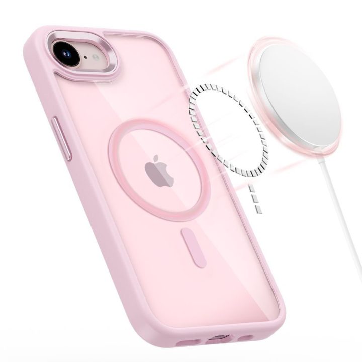 iPhone 16E / 17E dėklas Tech‑Protect Magmat MagSafe skaidrus rožinis