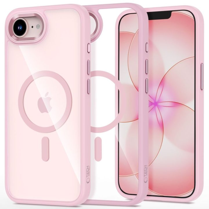 iPhone 16E / 17E dėklas Tech‑Protect Magmat MagSafe skaidrus rožinis