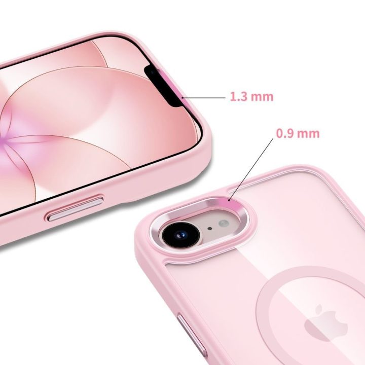 iPhone 16E / 17E dėklas Tech‑Protect Magmat MagSafe skaidrus rožinis