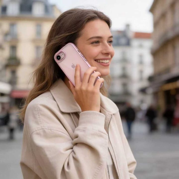 Apple iPhone 16E/17E dėklas Tech-Protect Magmat skaidrus rožinis