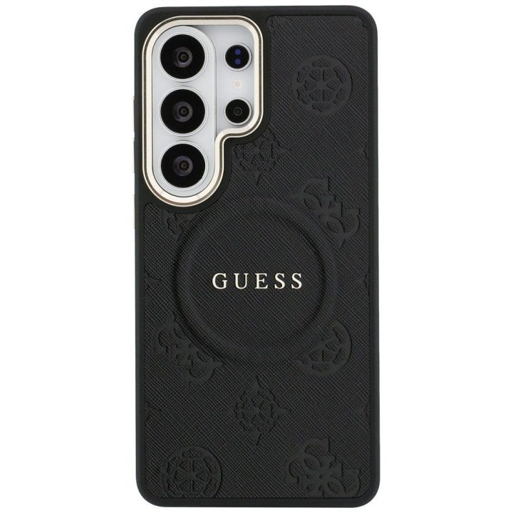 Samsung Galaxy S26 Ultra dėklas Guess Saffiano Peony Embossed Ring juodas