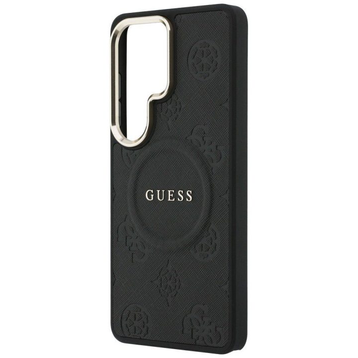 Samsung Galaxy S26 Ultra dėklas Guess Saffiano Peony Embossed Ring juodas