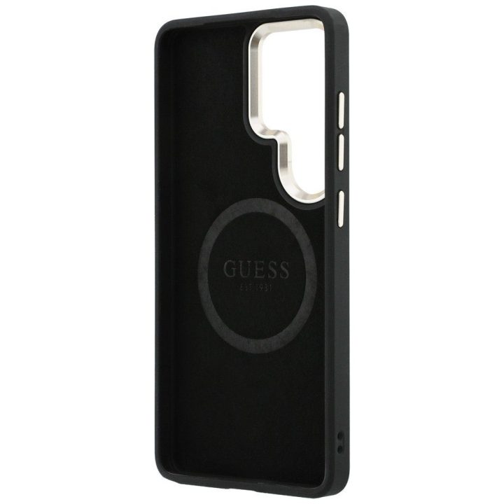 Samsung Galaxy S26 Ultra dėklas Guess Saffiano Peony Embossed Ring juodas