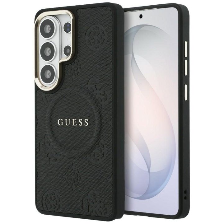 Samsung Galaxy S26 Ultra dėklas Guess Saffiano Peony Embossed Ring juodas
