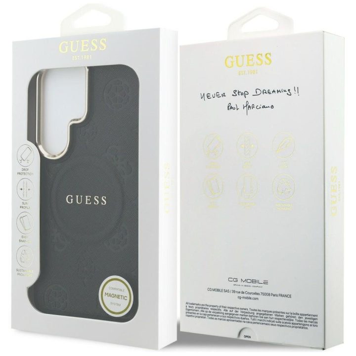 Samsung Galaxy S26 Ultra dėklas Guess Saffiano Peony Embossed Ring juodas