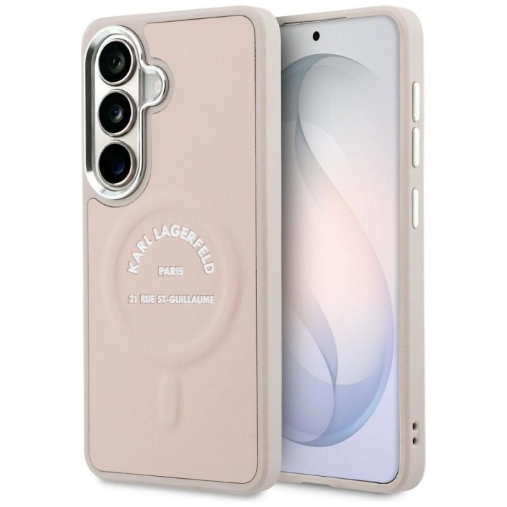 Samsung Galaxy S26 dėklas Karl Lagerfeld Embossed RSG Logo rožinis
