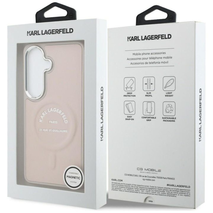 Samsung Galaxy S26 dėklas Karl Lagerfeld Embossed RSG Logo rožinis