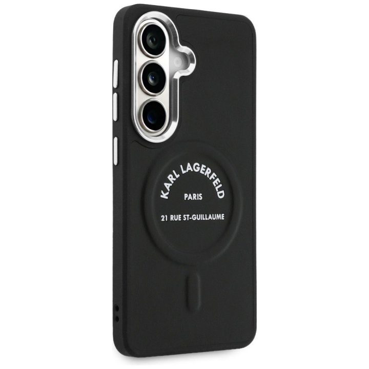 Samsung Galaxy S26 Plus dėklas Karl Lagerfeld Embossed RSG Logo juodas