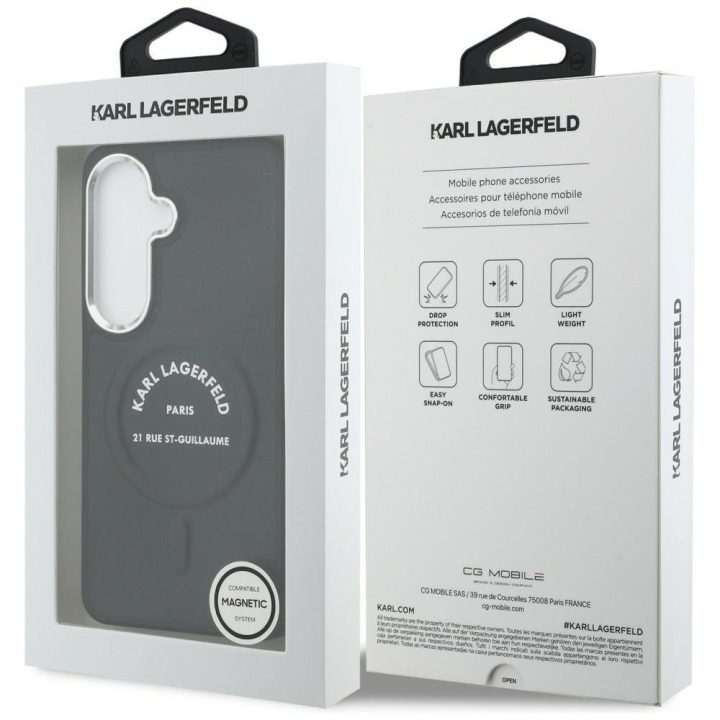 Samsung Galaxy S26 Plus dėklas Karl Lagerfeld Embossed RSG Logo juodas