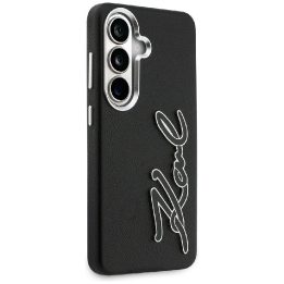 Samsung Galaxy S26 dėklas Karl Lagerfeld Grained Signature Metal Resin Logo juodas