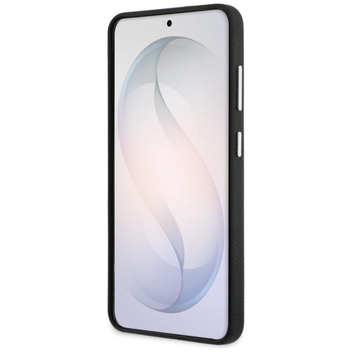 Samsung Galaxy S26 dėklas Karl Lagerfeld Grained Signature Metal Resin Logo juodas