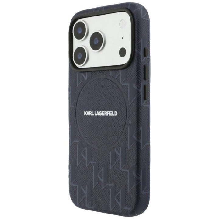 iPhone 17 Pro dėklas Karl Lagerfeld Monogram Logo mėlynas