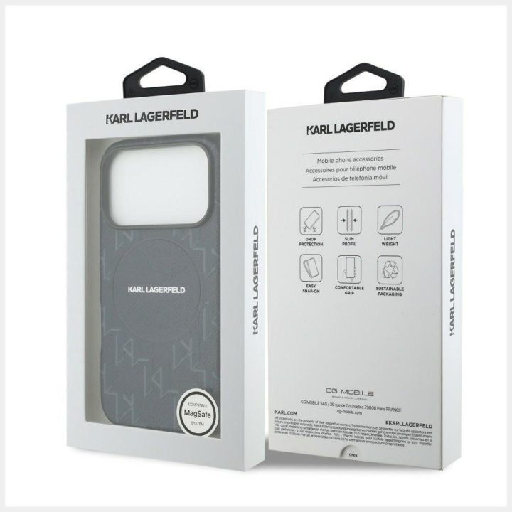 iPhone 17 Pro dėklas Karl Lagerfeld Monogram Logo mėlynas