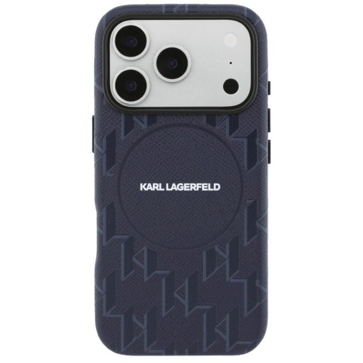 iPhone 17 Pro dėklas Karl Lagerfeld Monogram Logo mėlynas