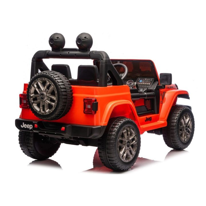Oranžinė elektrinė vaikų transporto priemonė Jeep Rubicon 4x4