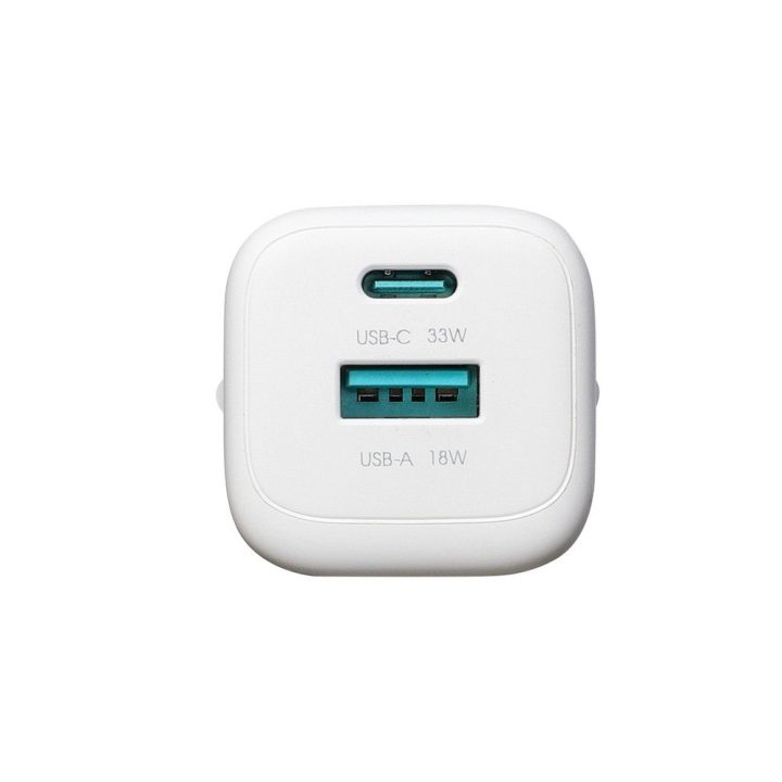 Sieninis įkroviklis Joyroom 33W (USB-C + USB-A), baltas