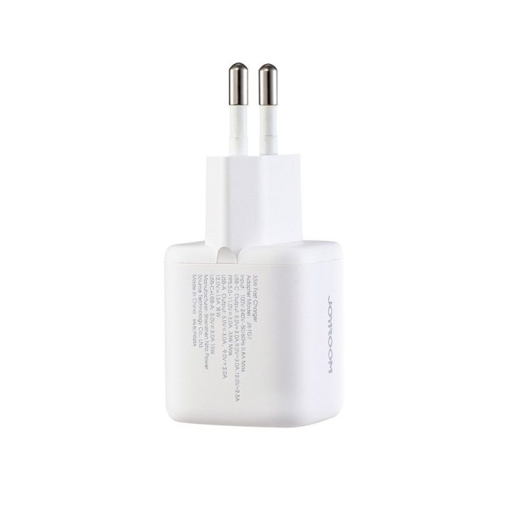 Sieninis įkroviklis Joyroom 33W (USB-C + USB-A), baltas