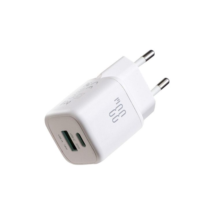 Sieninis įkroviklis Joyroom 33W (USB-C + USB-A), baltas