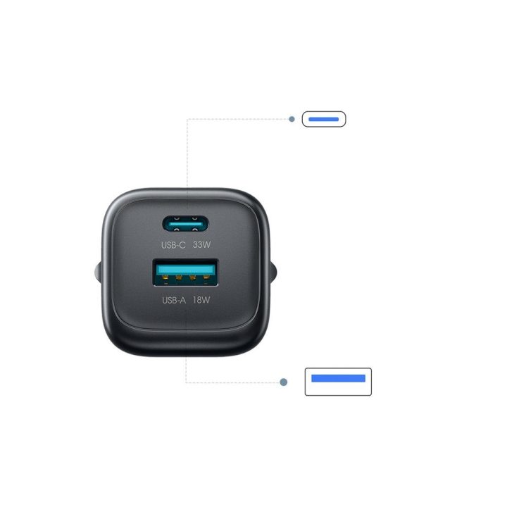 Telefono sieninis įkroviklis Joyroom 33W (USB‑C + USB‑A) – juodas