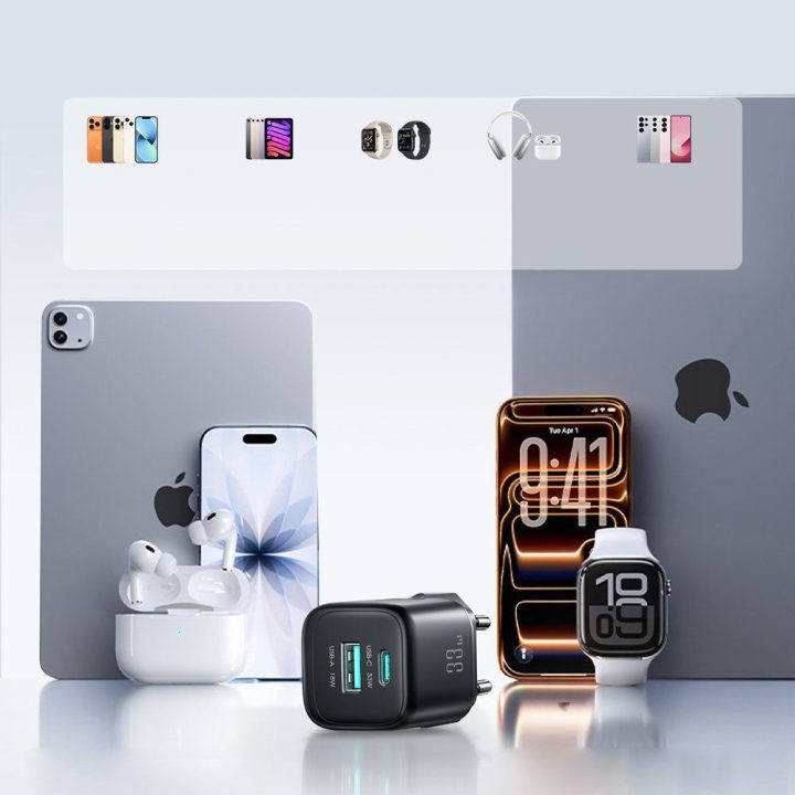 Telefono sieninis įkroviklis Joyroom 33W (USB‑C + USB‑A) – juodas