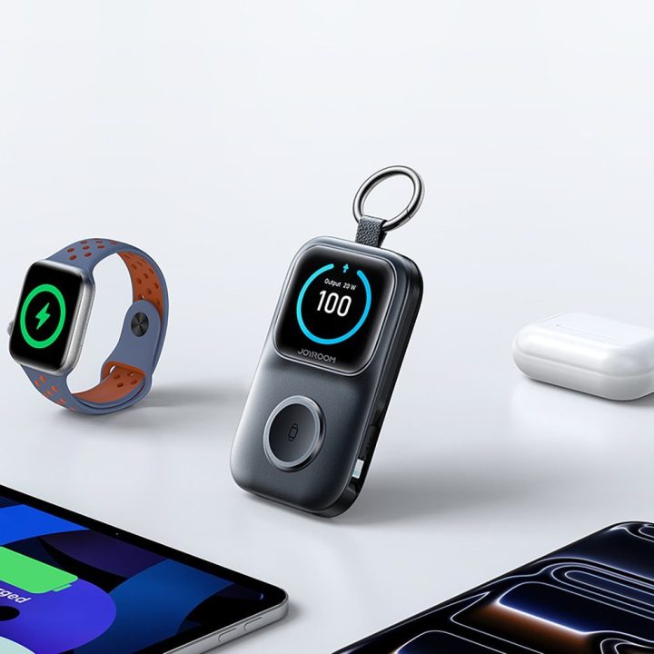 Powerbankas 5000 mAh su belaidžiu laikrodžių įkrovimu, juodas