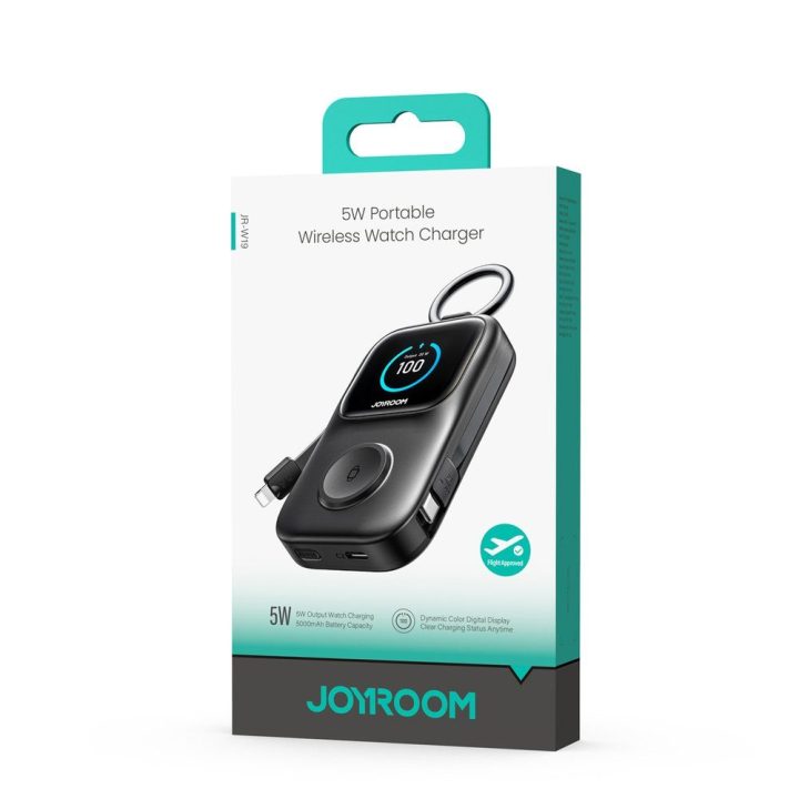Powerbankas 5000 mAh su belaidžiu laikrodžių įkrovimu, juodas