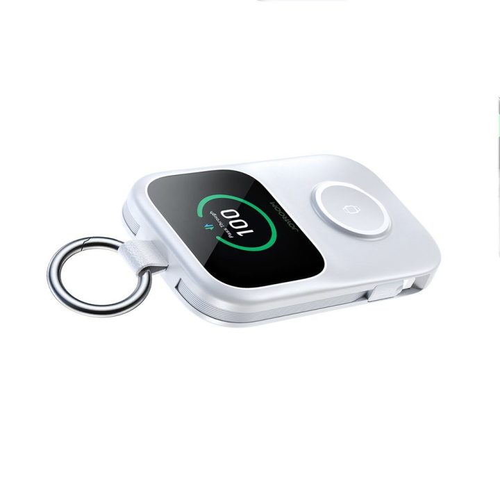 Powerbankas 5000 mAh su belaidžiu laikrodžio įkrovimu, baltas
