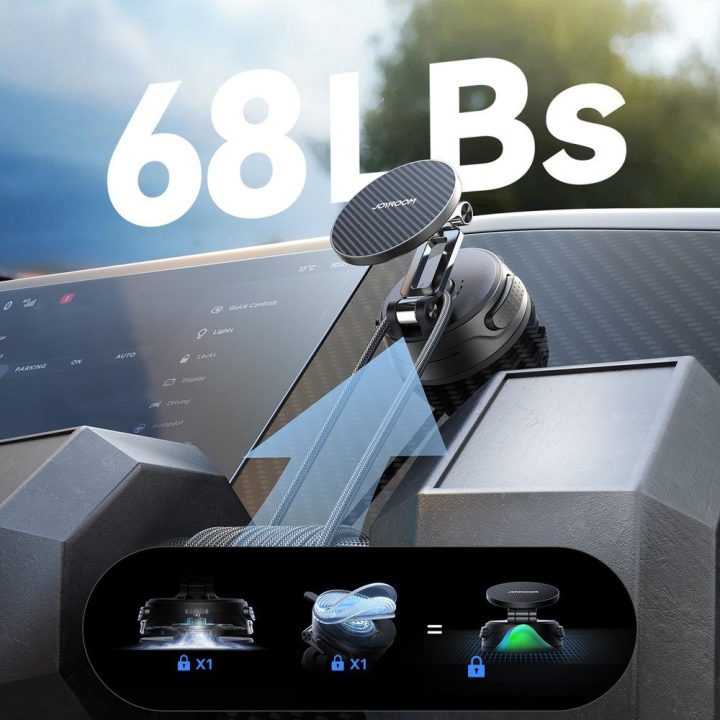 Automobilinis magnetinis laikiklis su siurbtuku, juodas