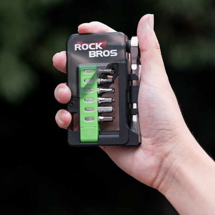 Rockbros mini veržliarakčio įrankių rinkinys, žalias