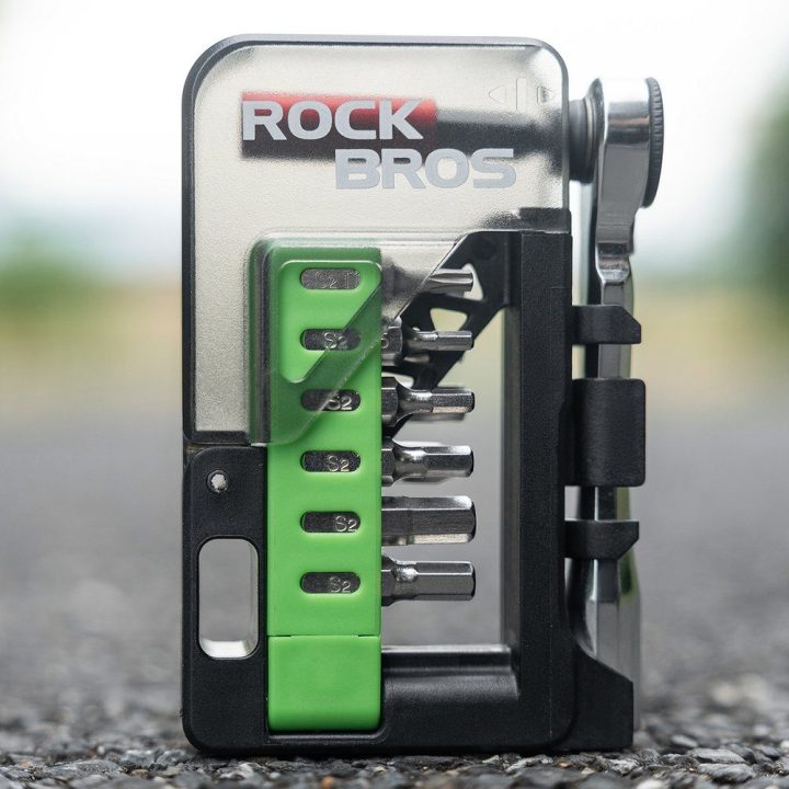 Rockbros mini veržliarakčio įrankių rinkinys, žalias