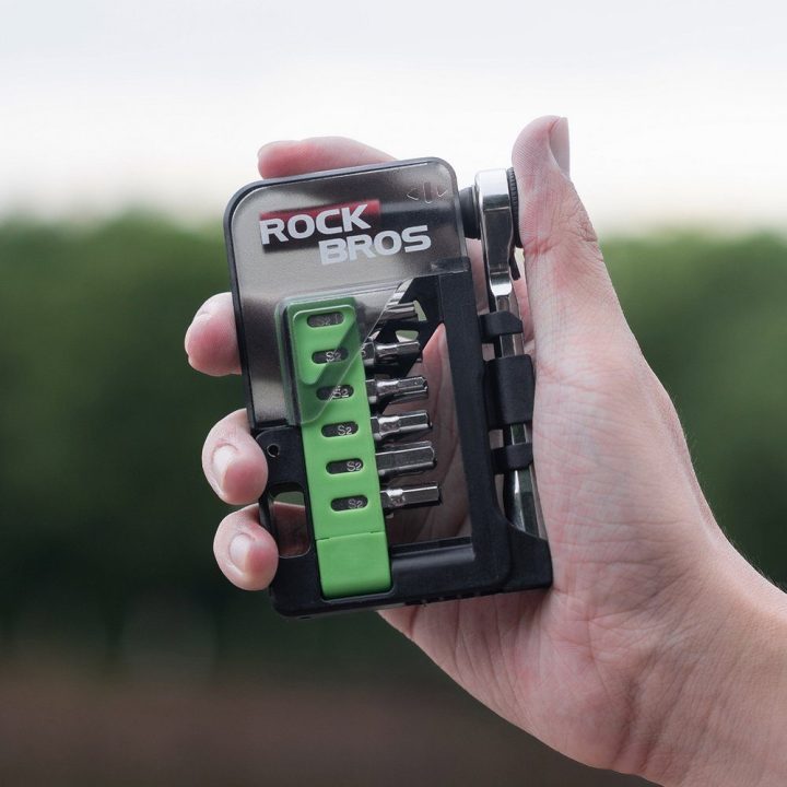 Rockbros mini veržliarakčio įrankių rinkinys, žalias