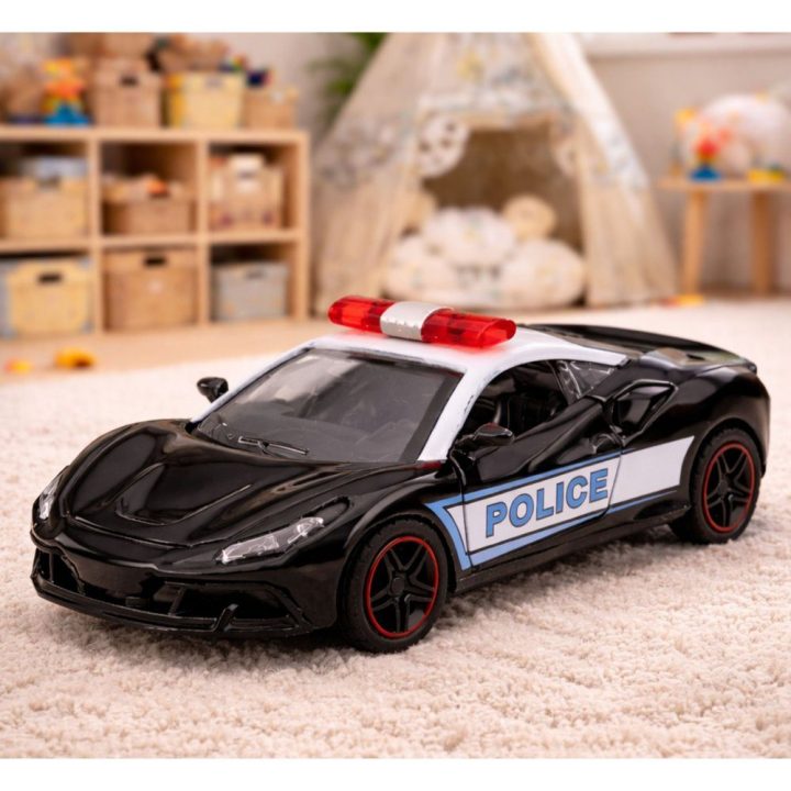 Policijos sportinė mašinėlė 1:43 — metalinė su atsitraukimo mechanizmu