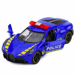 Metalinis policijos sportinis automobilis 1:43, traukiamas