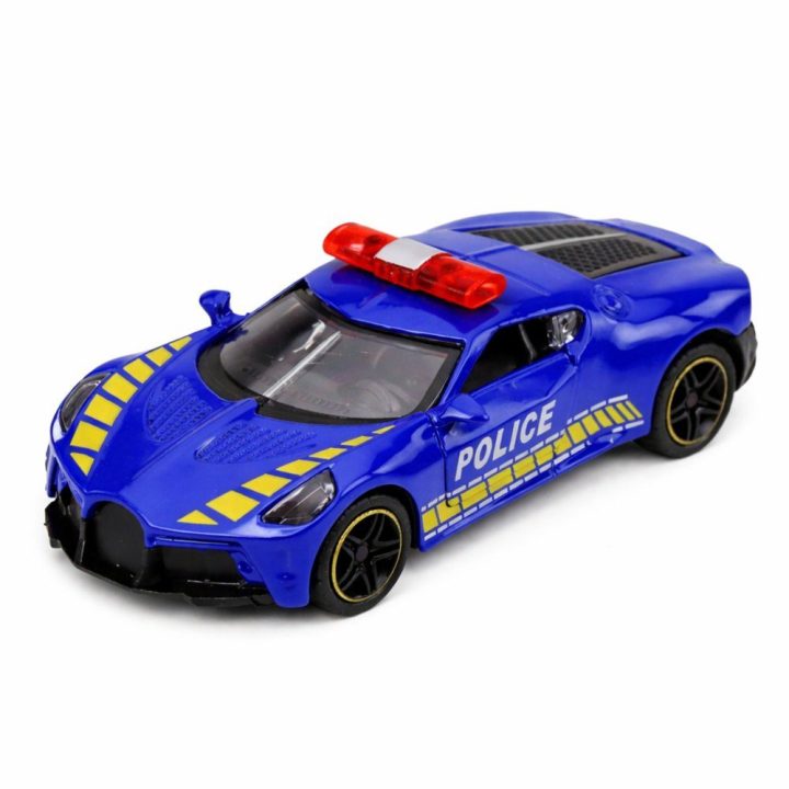 Metalinis policijos sportinis automobilis 1:43, traukiamas