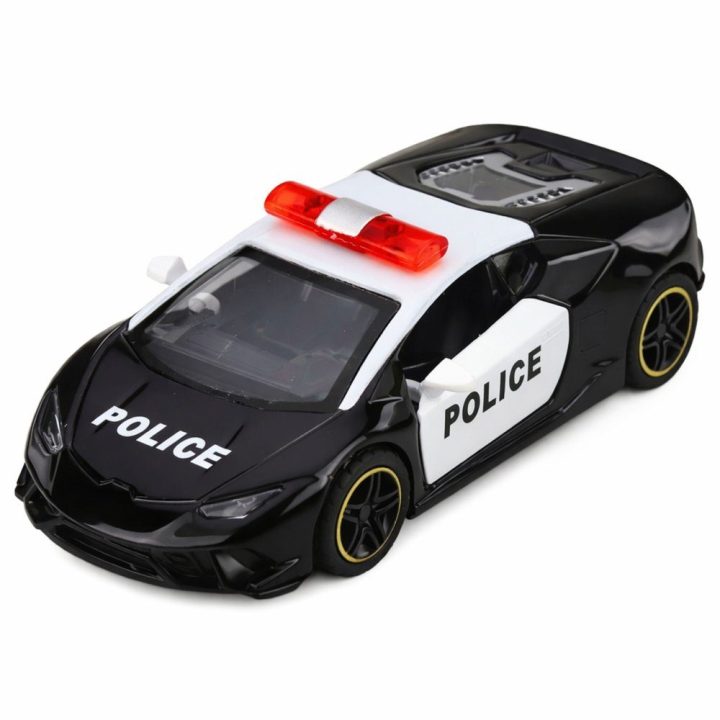 Policijos sportinis automobilis 1:43, metalinis su atsitraukimo mechanizmu
