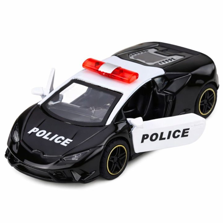 Policijos sportinis automobilis 1:43, metalinis su atsitraukimo mechanizmu