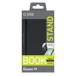 Knyginis dėklas Xiaomi 17 su kortelių skyriumi (juodas)