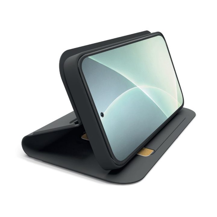 Knyginis dėklas Xiaomi 17 su kortelių skyriumi (juodas)