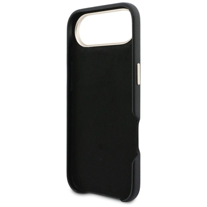iPhone Air kietas dėklas Guess – juodas, ekologiška oda