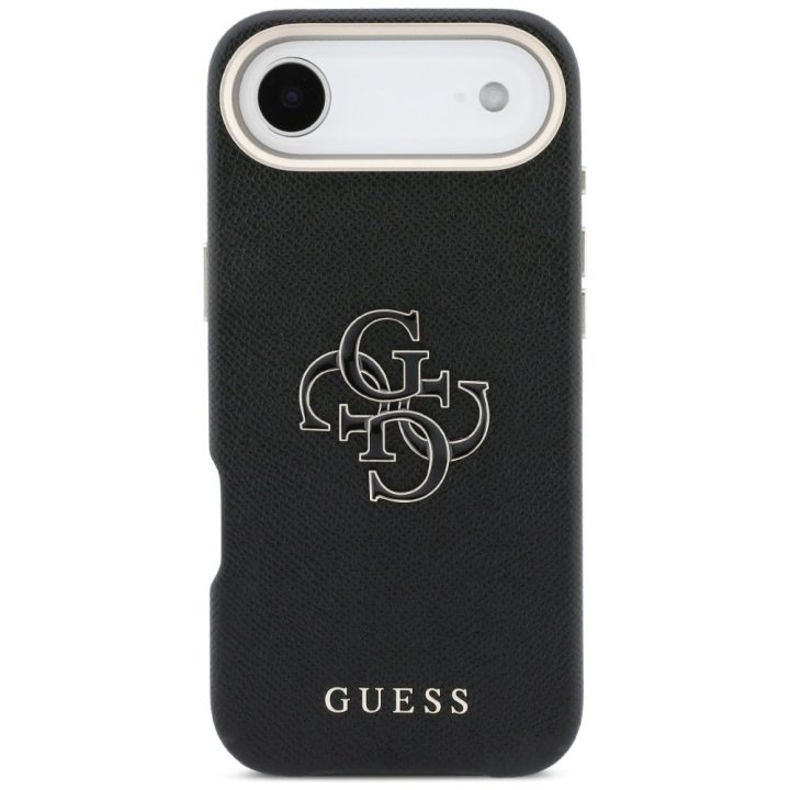 iPhone Air kietas dėklas Guess – juodas, ekologiška oda