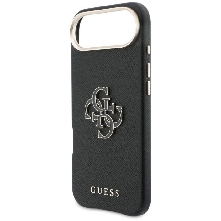iPhone Air kietas dėklas Guess – juodas, ekologiška oda