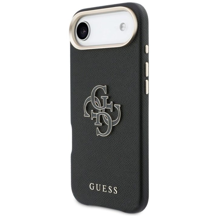 iPhone Air kietas dėklas Guess – juodas, ekologiška oda