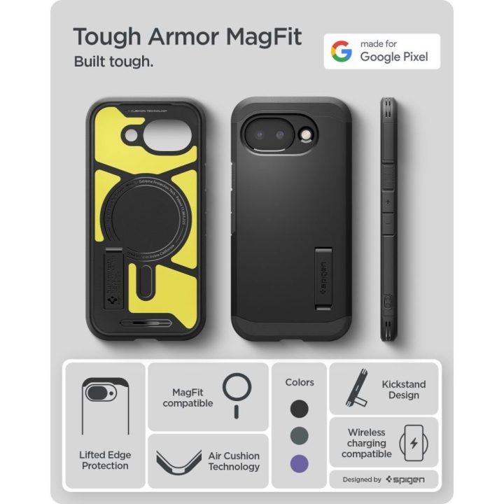Telefono dėklas Spigen Tough Armor Mag (MagSafe) — Google Pixel 10A, juodas