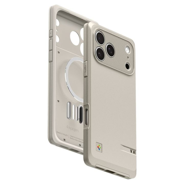 MagSafe dėklas iPhone 17 Pro Max — Spigen Classic LS, smėlio spalvos