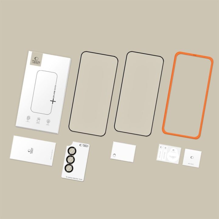 Apsauginis grūdintas stiklas Tech‑Protect Easy Set+ 3 vnt. — Samsung Galaxy S26, juodas